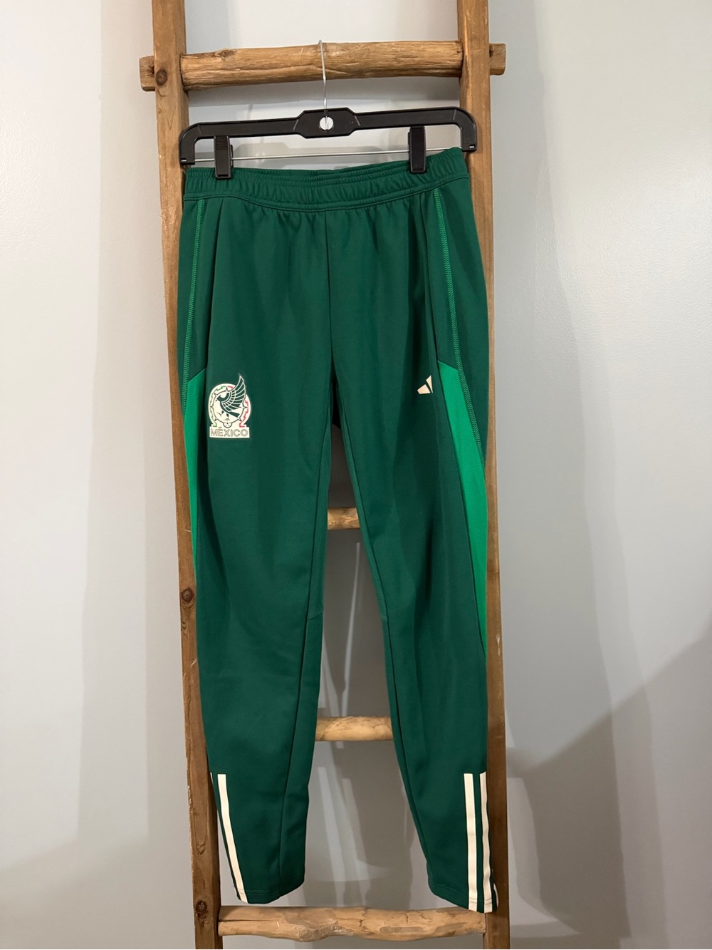 adidas Dark Green Mexico Crest Track Joggers with Light Green Panels